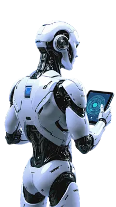 科技风系列科技感站立手拿平板电脑的机器人元素