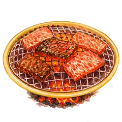 美食系列写实感铁网烤肉元素