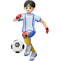 教育培训艺术兴趣踢足球学生3D人物贴纸