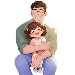 父亲节通用厚涂亲子人物元素