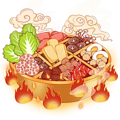 美食国潮风插画火锅中式元素蔬菜