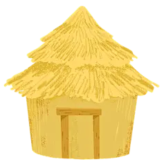 手绘黄金稻草小房子