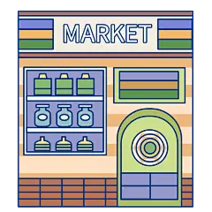 扁平风城市商店矢量插画