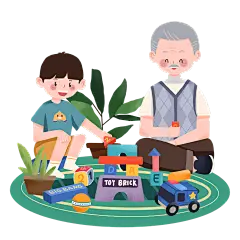 手绘-爷孙互动贴纸