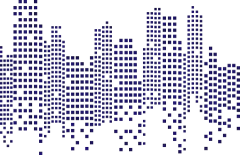 常规内容-建筑系列矢量蓝色方块城市建筑剪影元素