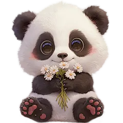 动物系列厚涂风插画熊猫
