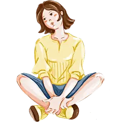 手绘人物插画-坐着的女孩