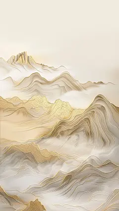 中国风通用鎏金水墨山水背景灰褐色图片素材