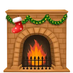 圣诞节扁平肌理贴纸-壁炉