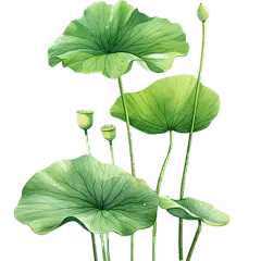 植物通用清新插画绿色荷花荷叶元素素材