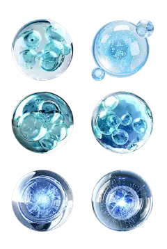 特效通用蓝色水珠分子精华元素素材
