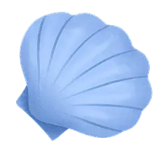 装饰系列插画蓝色纹理磨砂质感贝壳元素