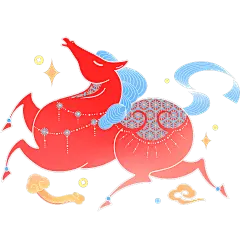 马年中式感敦煌风插画马元素