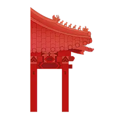 中国风国庆节屋顶元素贴纸