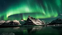 极光夜空星空山川山峰风景景观壁纸