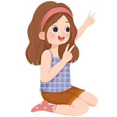 手绘开心比耶的女孩