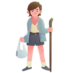 手绘-贫困流浪者元素人物插画8