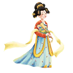 手绘-手绘汉服少女贴纸