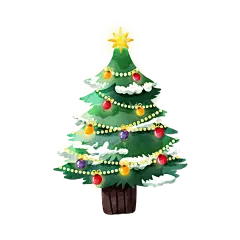 卡通感圣诞节平安夜圣诞树元素贴纸