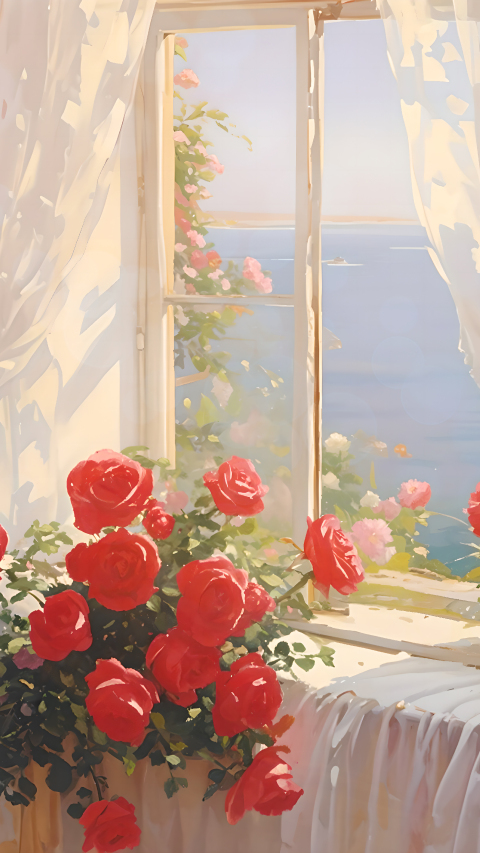 三八妇女节梦幻感花丛人物自然背景_美女壁纸抖音