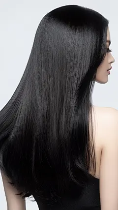 人体部位写实黑长直飘逸柔顺的头发