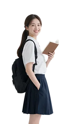 人物系列写实感背书包的女学生元素