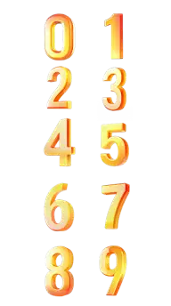 艺术字橙红渐变数字系列