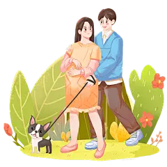 手绘-孕妇夫妻互动元素