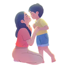 手绘风-母亲节贴纸-亲子