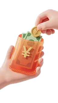 常规促销系列3D风促销透明渐变红包手拿金币元素