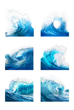 特效通用实景蓝色海浪浪花元素素材