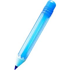 教育系列写实感一个蓝色透明质感铅笔元素