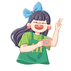 卡通感青年节女生元素贴纸
