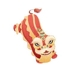 中国风春节狮子元素贴纸