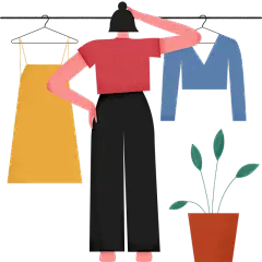 扁平风家居生活人物插画-洗衣服