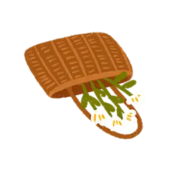 手绘风-植物元素贴纸-花篮