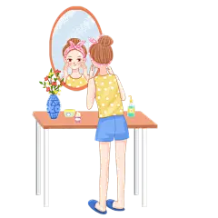 手绘-护肤美妆女生人物插画贴纸4