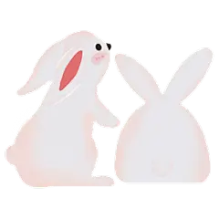 两只兔子中国风中秋节元素贴纸   