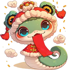 蛇年春节通用可爱感描边拟人蛇青蛇贴纸