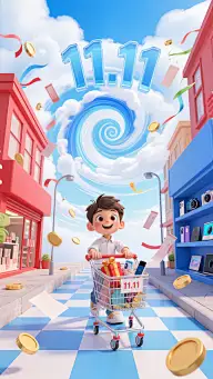 双十一促销感3D卡通背景