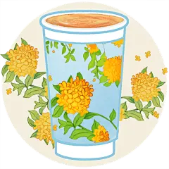 饮品系列中式感桂花奶茶杯插画元素