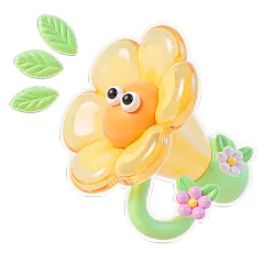 促销系列3D春夏感黄绿色花朵促销元素