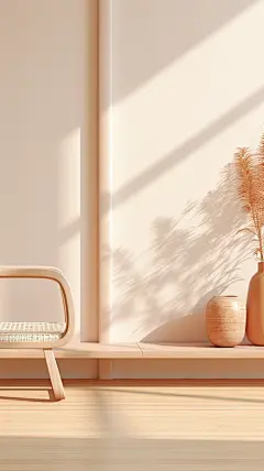 通用电商简约风原木色家居房间室内场景图片