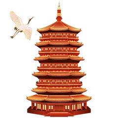 国潮风中国风塔楼建筑