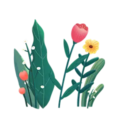卡通感情人节鲜花元素贴纸 
