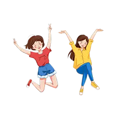 卡通感青年节女孩元素贴纸