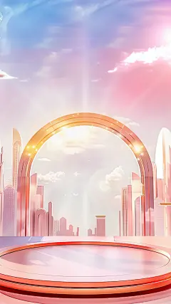 618通用光效展台天空拱门展台背景图片素材
