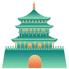 中国风-金边国潮建筑插画6