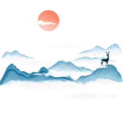 几何蓝色大山云雾山峰元素