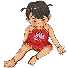 手绘-抓周元素贴纸-小孩1